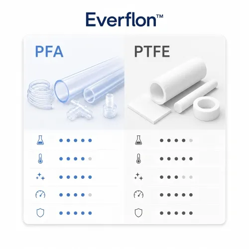PFA vs PTFE: Quale fluoropolimero scegliere per la tua applicazione?