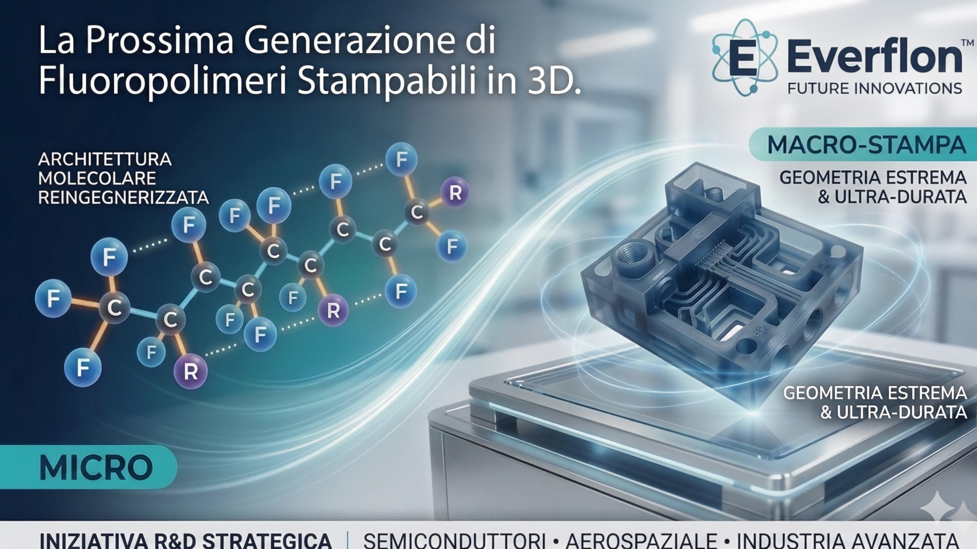 Pionieri della nuova frontiera: Everflon™ sta sviluppando una nuova classe di fluoropolimeri stampabili in 3D per applicazioni future